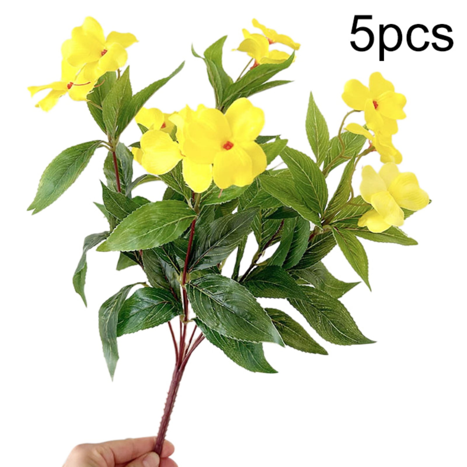 5 PCS Artificial Impatiens Flowers Silk Flowers Greenery Faux Impatiens Bushes Outdoors Indoor Patio Lawn Garden Pot Hanging Basket Porch Decor