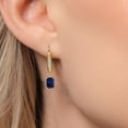 thumbnail image 3 of Gem Stone King 10K Yellow Gold Blue Sapphire and Lab Grown Diamond Dangle Earrings for Women | 1.33 Cttw | Gemstone September Birthstone | Octagon 6X4MM, 3 of 6