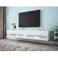 thumbnail image 6 of JOYSOURCE Floating TV Stand with LED, Wall Mounted Entertainment Center up to 80 inch TV, Modern High Gloss TV Media Console Cabinet, White, 6 of 16