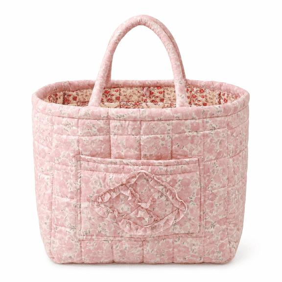 Large Capacity Quilted Car Storage Basket Fabric Tote with Handles for Car Organization
