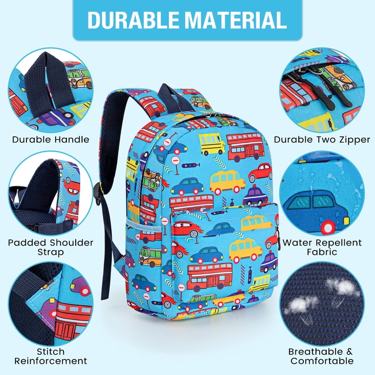 Cshidworld Toddler Backpack, Blue Cars, 11" photo 4