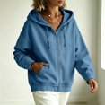 thumbnail image 6 of MexChoioe Hoodie Denim Jacket for Womens Drawstring Vintage Denim Fabric Hoodies Full Zip Long Sleeve Hooded Jean Coat with Pockets, 6 of 6