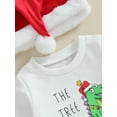 thumbnail image 6 of Elippeo Toddler Boys Girls Christmas Outfits 12M 18M 24M  3Y 4Y Dinosaur Letter Print Long Sleeve Sweatshirts Long Pants Hat 3Pcs Clothes Set, 6 of 10
