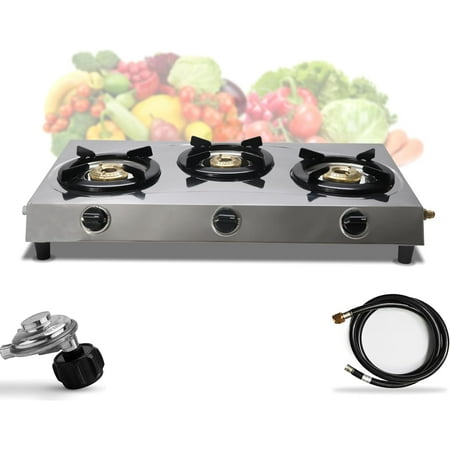 SONRET 3 Burner Propane Camping Stove with Hose and Regulator