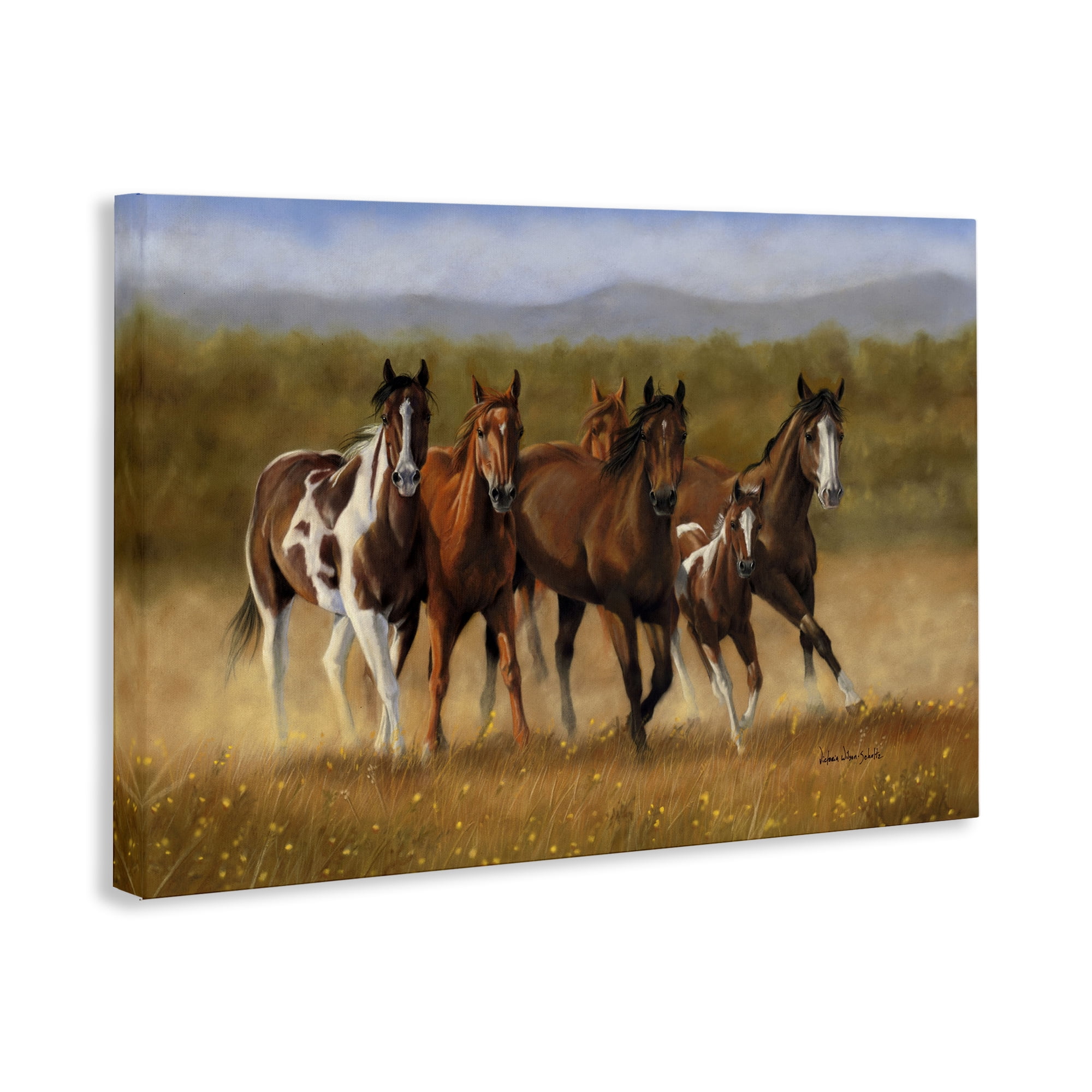 Stupell Industries Foal's First Run Animals & Insects Painting Gallery Wrapped Canvas Art Print Wall Art, 45 x 30