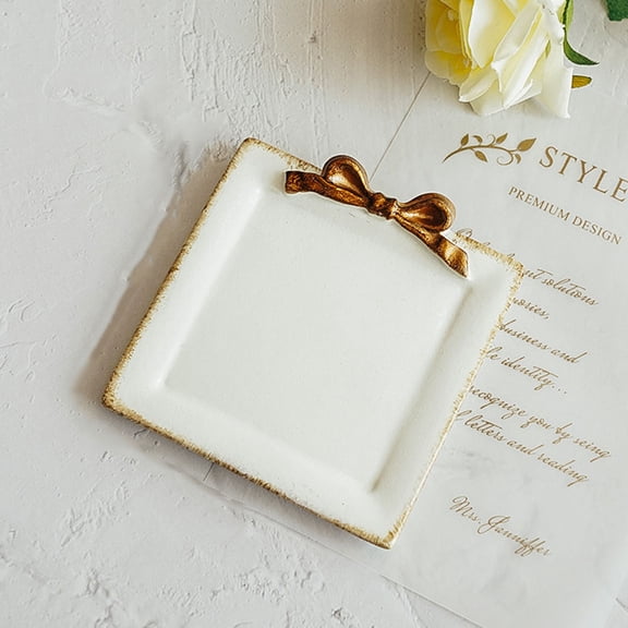 NIAIZEK 2-Piece White Ceramic Jewelry Tray Set, Vintage Small Trinket Dish for Rings, Earrings, Necklaces, Bracelets, Decorative Vanity Table