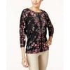 JM Collection Petite Printed Dolman-Sleeve T Purple Gold PXL