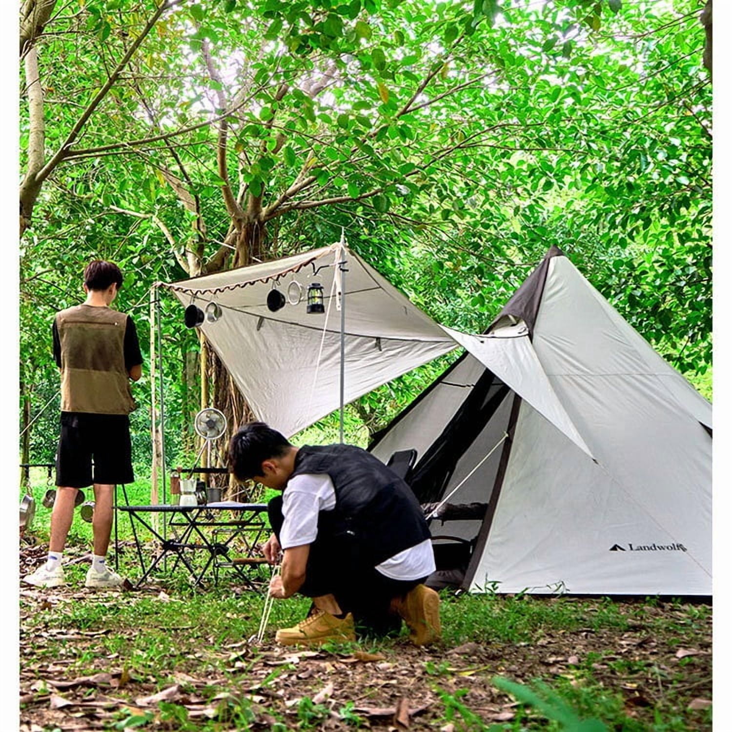 Outdoor Portable Camping Pyramid Tent Waterproof Anti-UV Centre-Pole-Free Indian Teepee Tent
