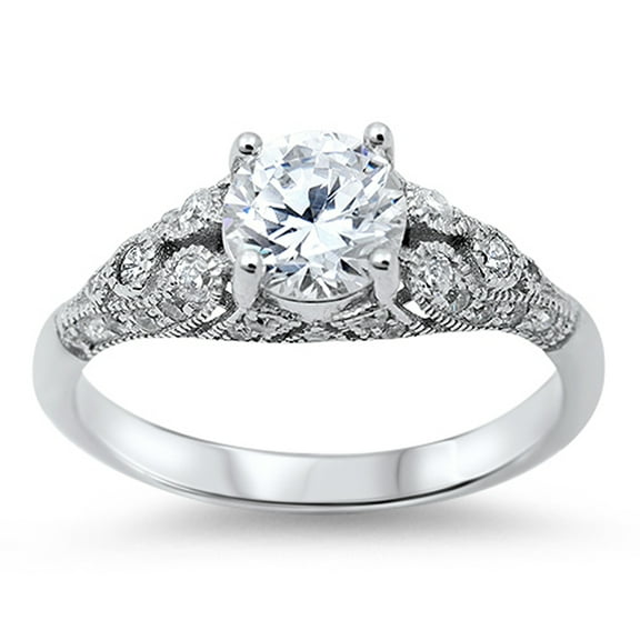 CHOOSE YOUR COLOR Women's Vintage Wedding Clear CZ Promise Ring 925 Sterling Silver White Female Size 6