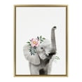 thumbnail image 2 of Kate and Laurel Sylvie Flower Crown Elephant Framed Canvas Wall Art by Amy Peterson Art Studio, 18x24 Bright Gold, Cute Animal Art for Wall Decor, 2 of 6