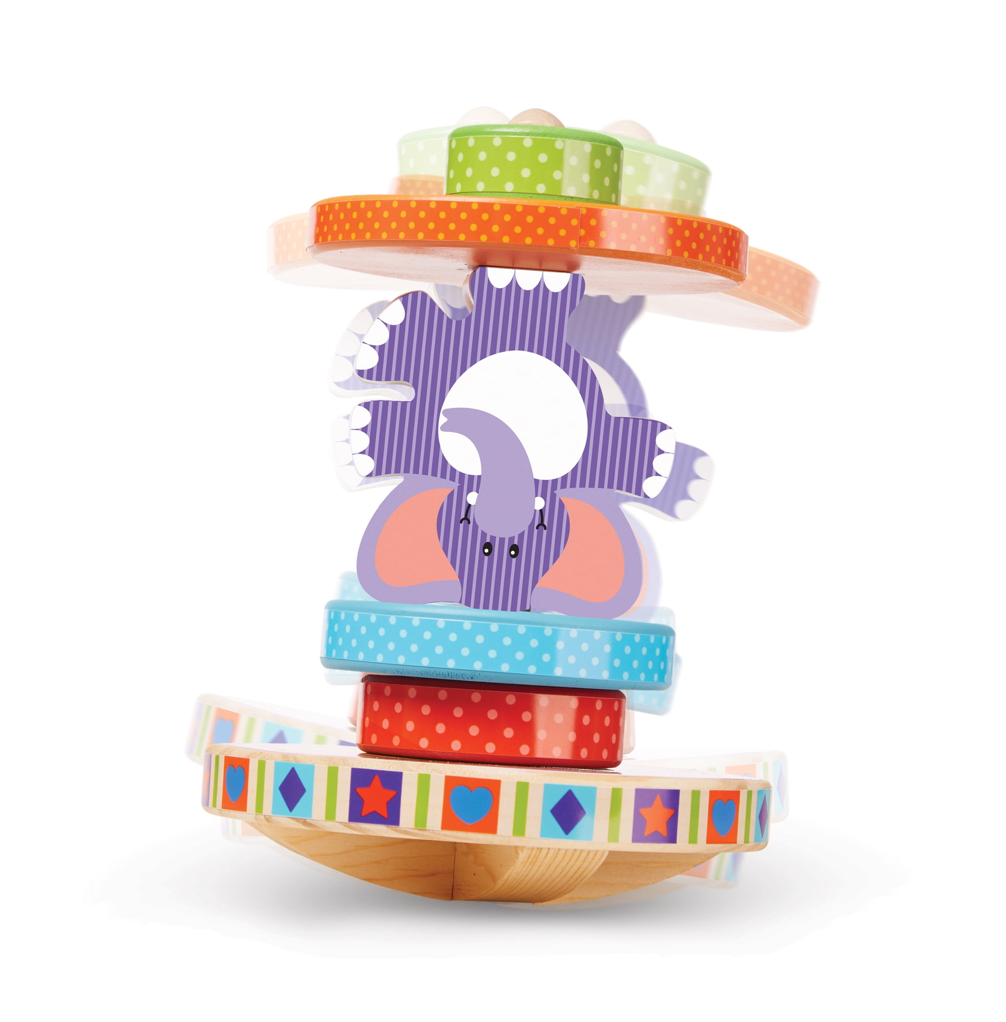 Melissa & Doug Wooden Elephant Rocking Stacker – 6 Piece Baby Toy – Sorting, Stacking & Rocking Fun For Toddlers