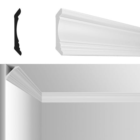 Art3d 96''x3.7'' Crown Molding Trim,Glue Up Decorative Polystyrene Ceiling Moulding,Set of 4,White