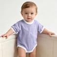 thumbnail image 5 of biudgviw Baby Boy Girl Clothes Short Sleeve Newborn Infant Bodysuit Color Block Casual Round Neck Onesies Rompers Summer Outfits(Purple,6-9 Months), 5 of 6