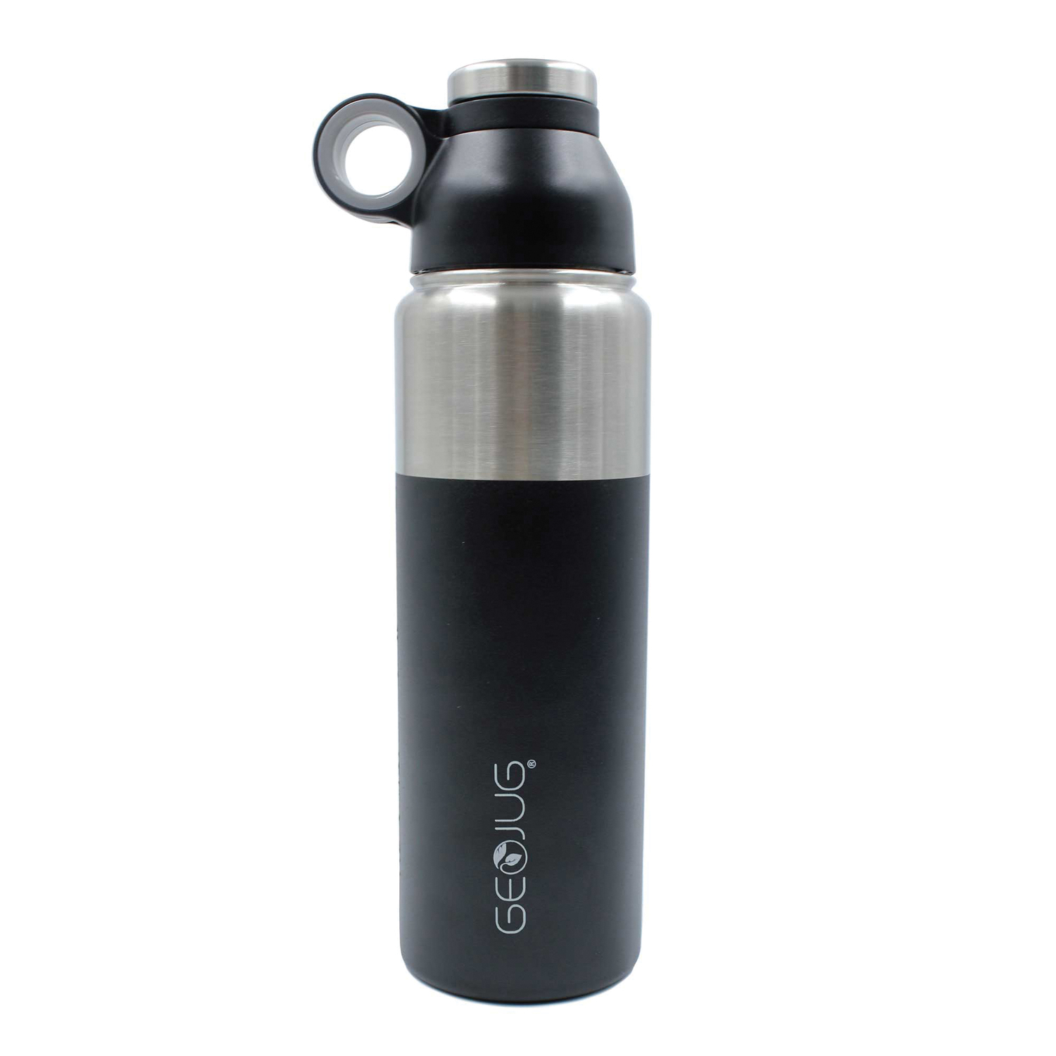 Brentwood Geojug Stainless Steel Vacuum-Insulated Water Bottle, 0.7 L, Black/Silver