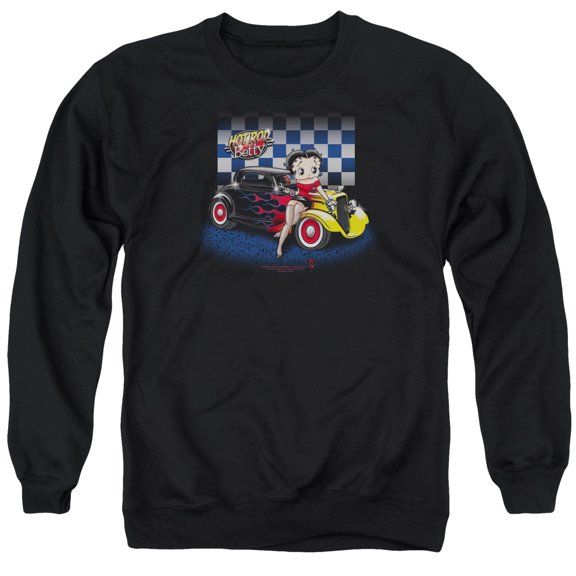 Betty Boop Hot Rod Boop Adult Crewneck Sweatshirt Black