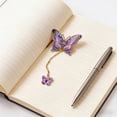 thumbnail image 5 of Aesthetic Butterfly Metal Bookmarks – Handmade Golden Hollow Bookmarks with Chain and Charm, Unique Vintage Reading Accessories Purple, 5 of 6