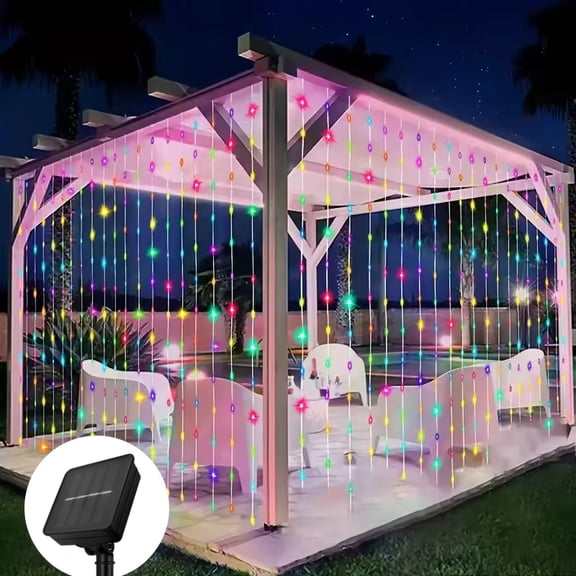 CAl Jianling Solar LED Curtain Light Outdoor Garland Solar Fairy String Light Pavilion Garden Party Holiday Christmas Decor