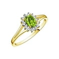 thumbnail image 6 of RYLOS Rings for Women 14K Gold Plated Silver Halo of Diamond Birthstone Ring 6X4MM Gemstone August Peridot Jewelry for Women  Size 10, 6 of 7