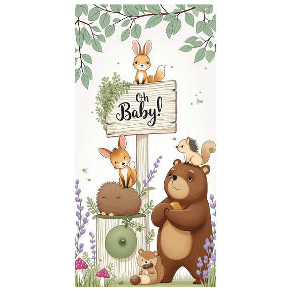 Wooden Sign Animal Banner Woodland Creatures Baby Shower Decoration for Nursery Wall Party Celebration