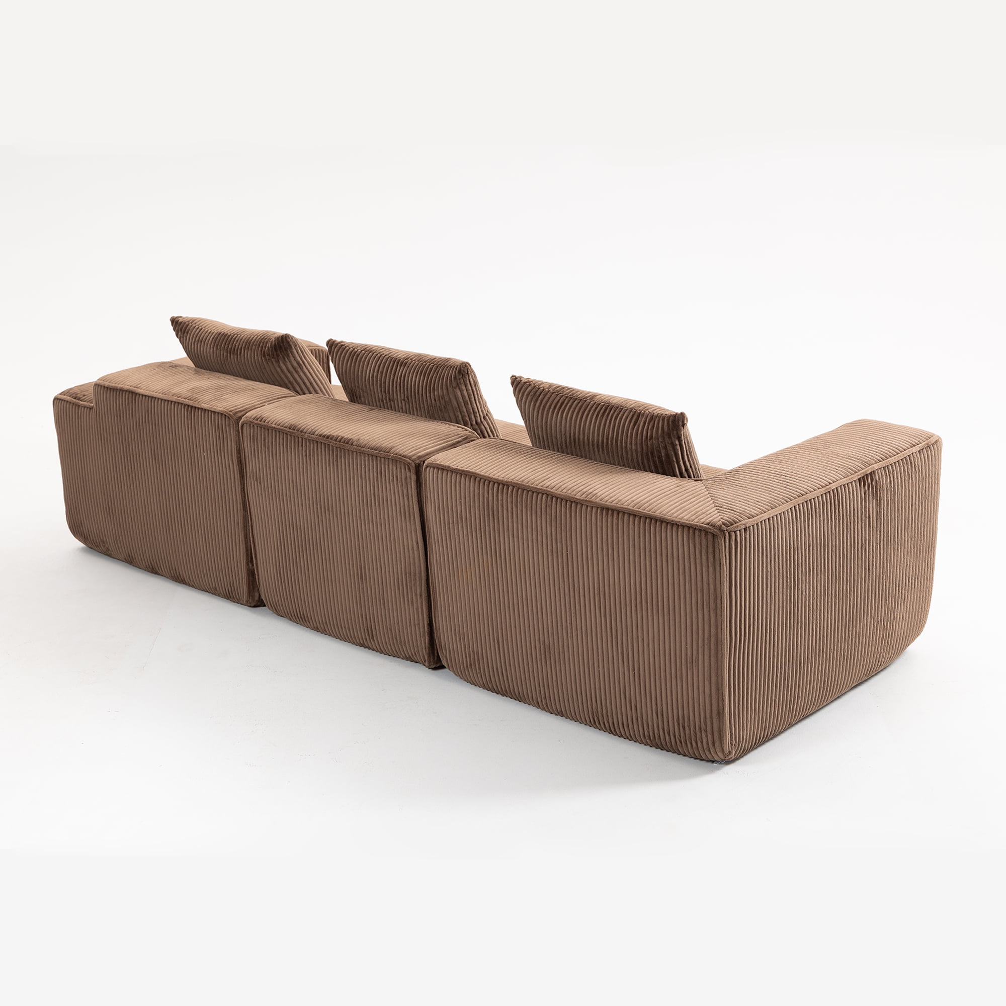 Demi Bonn 111" Modular Sectional Sofa Couchesk, Corduroy 3 Seat Couch Memory Foam Couches for Living Room, Cloud Couch, Brown