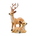 thumbnail image 5 of Lypsnake Spotted Deer Figurine Set Of 2, Hand Painted Mother & Fawn Deer Statue With Realistic Textured Details, Tabletop Ornament For Christmas Decor & Rustic Home Display, 5 of 7