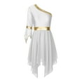 thumbnail image 3 of YONGHS Women's Praise Dance Dress One Shoulder Liturgical Worship Tunic Lyrical Dancewear White M, 3 of 6