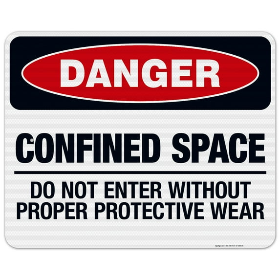 Danger Confined Space Do Not Enter Without Proper Protective Wear Sign, OSHA Danger Sign, 24x30 Reflective Aluminum EGP