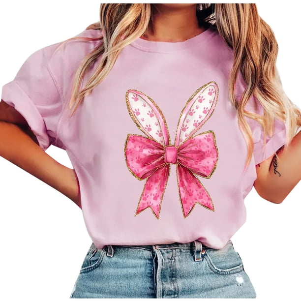 Tops de Manga Corta de Verano para las Mujeres Imprimir Blusa de Cuello Redondo, Moda Ligera de Poliéster Spandex