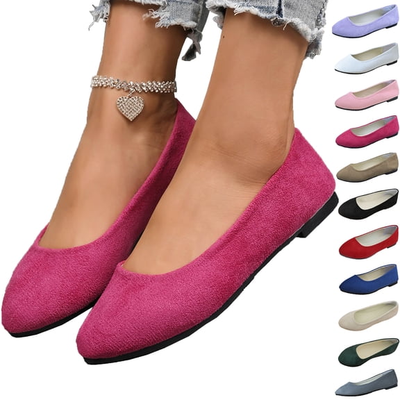 Vibrex Dress Shoes for Women Round Toe Flats Shoes Ballet Flats Dressy Comfortable Foldable Flats Casual Loafers Solid Color Closed Toe Soft Sole Flat