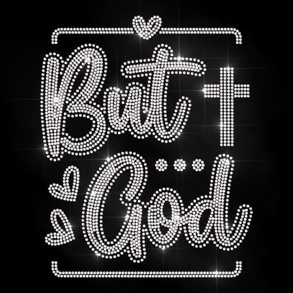 But God Iron on Rhinestone Decal of Love Hotfix Transfer Sticker Heat Transfer Patch Bling Clothing Repair Applique
