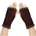thumbnail image 1 of Guantes de invierno para mujer, calentadores de muñecas y brazos, de punto liso, largos, sin dedos, manoplas para mujer, 1 of 4