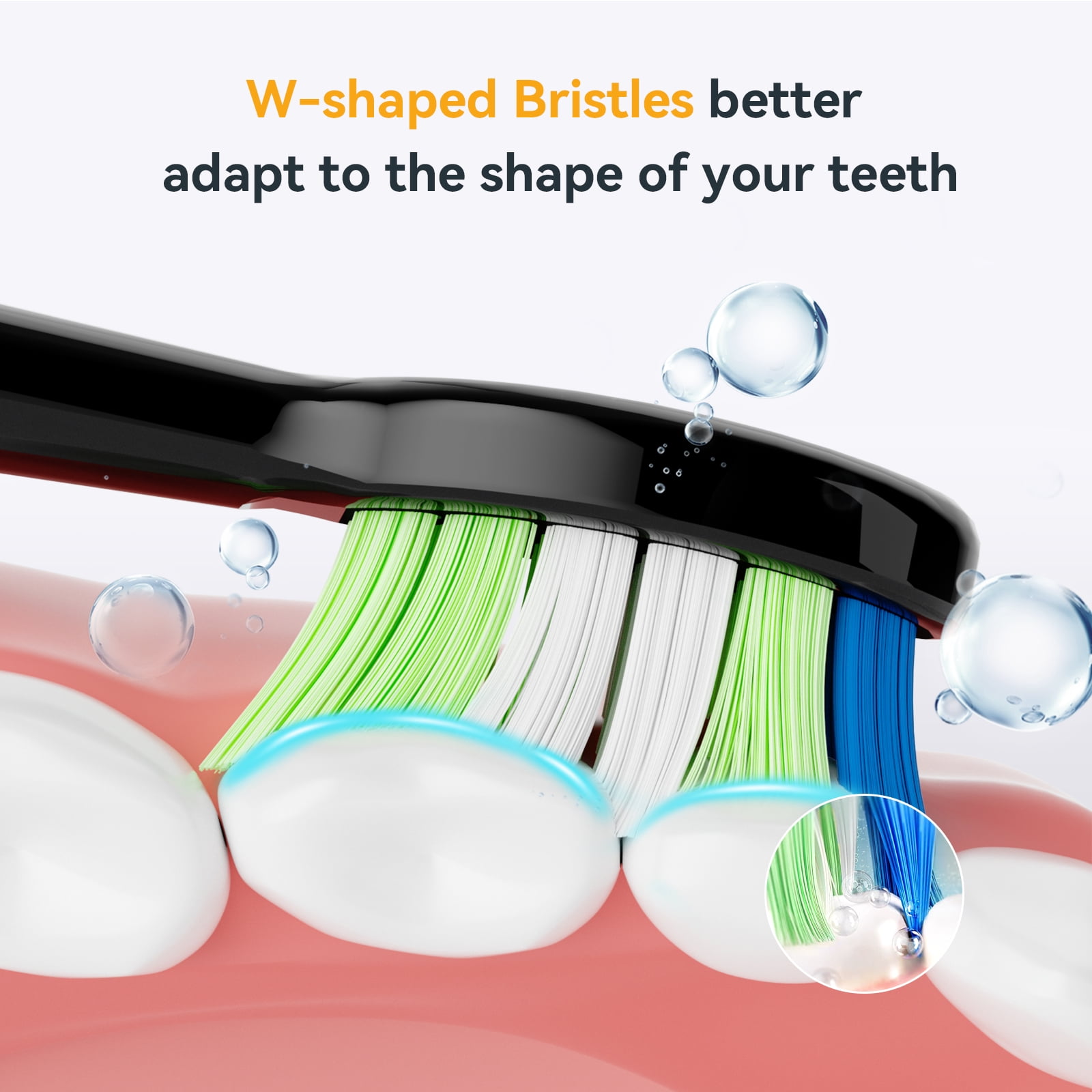 JTF Sonic Smart Toothbrush Genuine Standard Brush Heads, 4 Pack, Black, P200