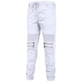 thumbnail image 2 of J. METHOD Men’s Jogger Pants Casual Moto Biker Zipper Slim Fit French Terry Fleece Tapered Leg Elastic Waist NEMP20 White 3XL, 2 of 6