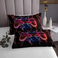 thumbnail image 3 of Erosebridal Girls Gamer Quilt Sets for King Size Bed, Neon Gradient Gamepad Bed Set, Red Lightning Decor, Microfiber 3pcs, 3 of 5