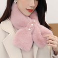 Winter Women Pearl Soft Faux Fur Collar Cross Neck Warmer Plush Scarf