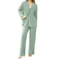 thumbnail image 2 of Franhais Women 2 Piece Loungewear Sets Long Sleeve Shirts Tops and Loose Wide-Leg Pants, 2 of 9