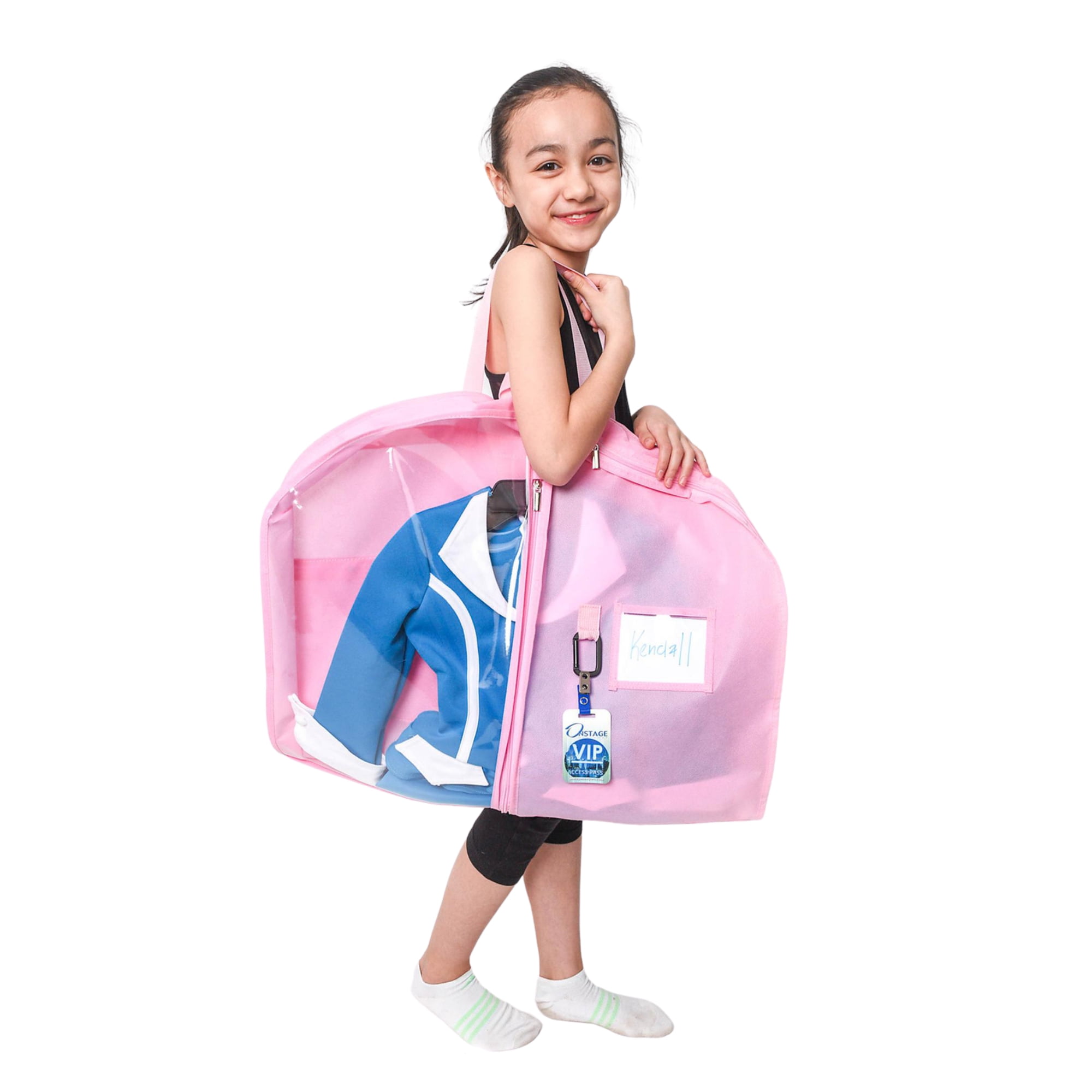 Kendall Country Dance Garment Bag Costume Organizer for Dancers, Beauty Pageants, Sports, Gymnasts, Figure Skaters, Travel and more - Cotton Candy Pink 40 inch Long