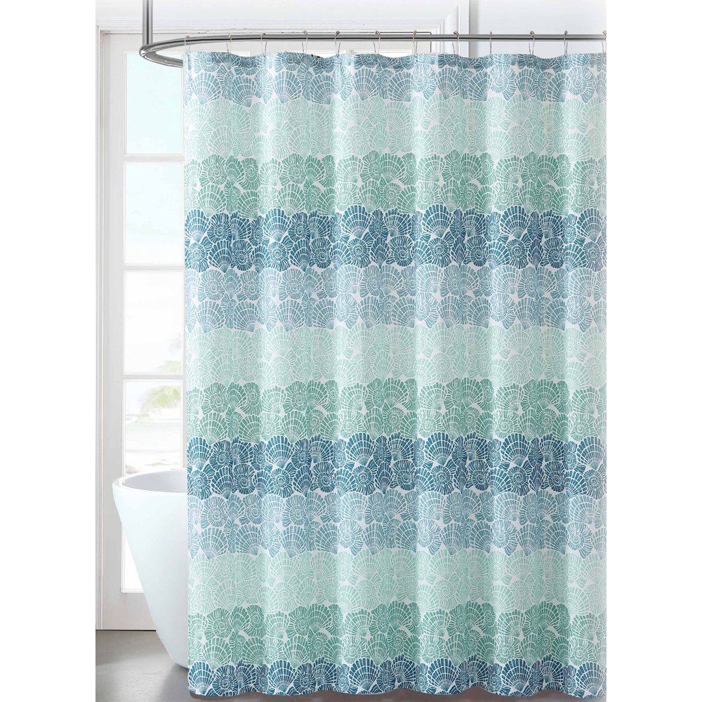 Fabric Shower Curtain for Bathroom Teal Turquoise Blue Ombre Shell ...