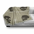 thumbnail image 3 of Grunge Soft Flannel Fleece Throw Blanket, Skull on Murky Flat Framework Halloween Crossbones Spooky Monster Image, Cozy Plush for Indoor and Outdoor Use, 60" x 80", Tan Dark Taupe, by Ambesonne, 3 of 6