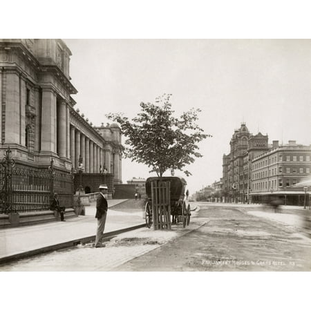 Australia Melbourne C1900 Nthe Parliament Houses And Grand Hotel In Melbourne Australia Now The State Library Of Victoria Photograph C1900 Rolled Canvas Art - (24 x 36)