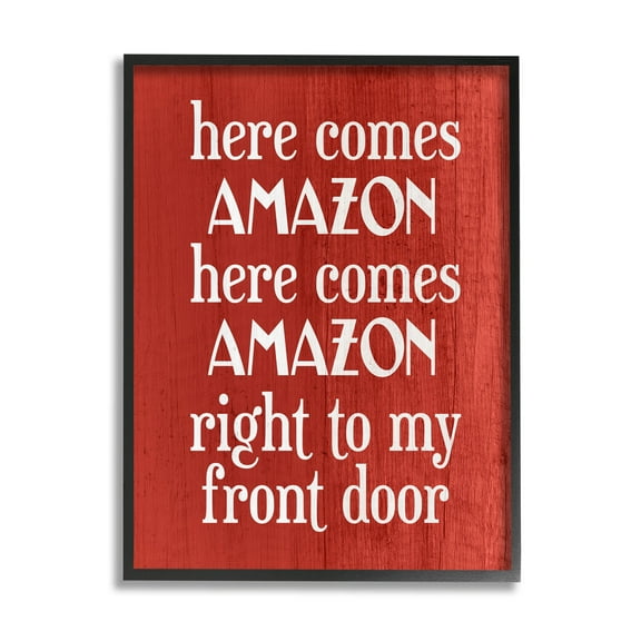 Stupell Industries Here Comes Amazon Funny Song Graphic Art Black Framed Art Print Wall Art, Design by Lil' Rue