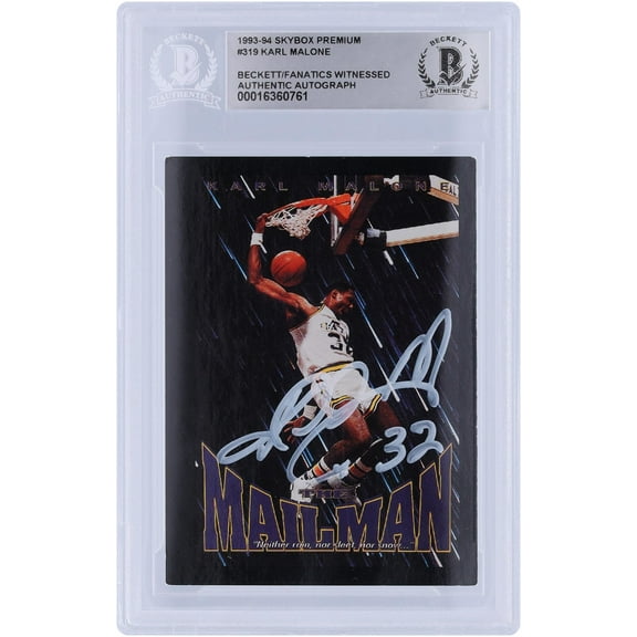 Karl Malone Utah Jazz Autographed 1993-94 Skybox Premium #319 Beckett Fanatics Witnessed Authenticated Card - Fanatics Authentic Certified