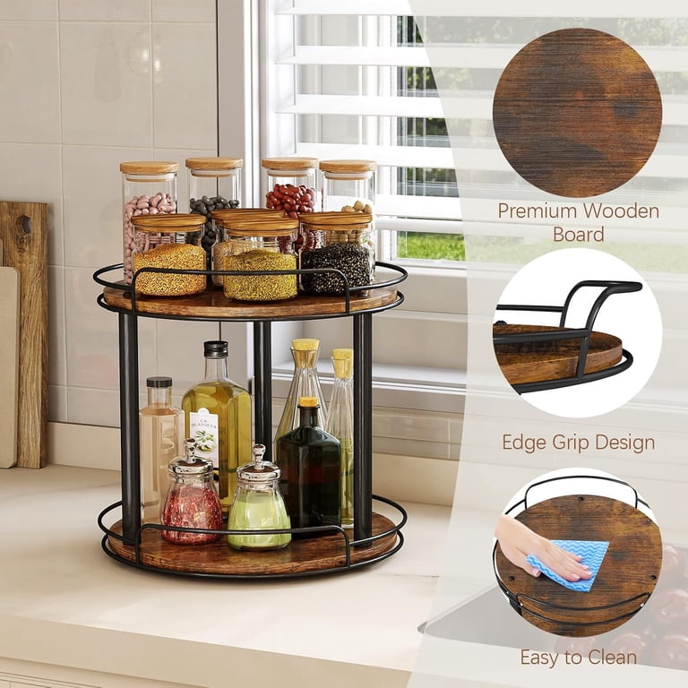 LAMU 12.2-Inch 2-Tier Wood Lazy Susan photo 2