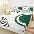 thumbnail image 3 of Castle Fairy Black Green Stripes Full Size Sheets,Minimalism Vintage Geometric Bed Sheets, 3 of 7