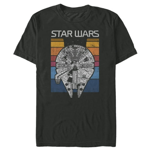 Men's Star Wars Millennium Falcon Time Warp Stripes  Graphic Tee Black 1X Big Tall
