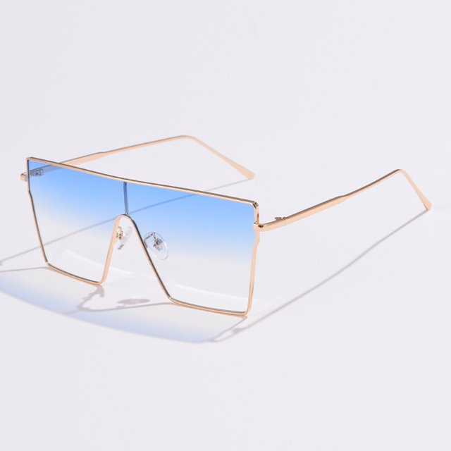 Gafas de sol de Metal Vintage para hombre y mujer, anteojos de sol Steampunk a la moda, parte superior plana, montura grande, gradiente