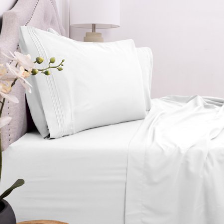 Ultra Soft Supreme 1800 Series 4-Piece Deep Pocket Sheet Set by Sweet Home Collection, Queen, White