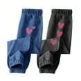 thumbnail image 2 of CYRBOKO Girls Graphic Jeans, 2 Pack Loose Elastic Waist Stretch Long Pants Blue Size 8 T, 2 of 7