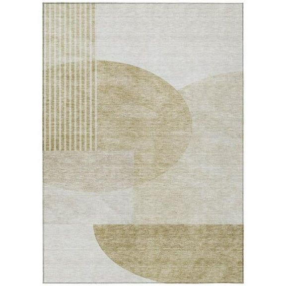 HomeRoots 581261 9 x 12 ft. Geometric Washable Indoor & Outdoor Rectangle Area Rug, Brown, Beige & Ivory