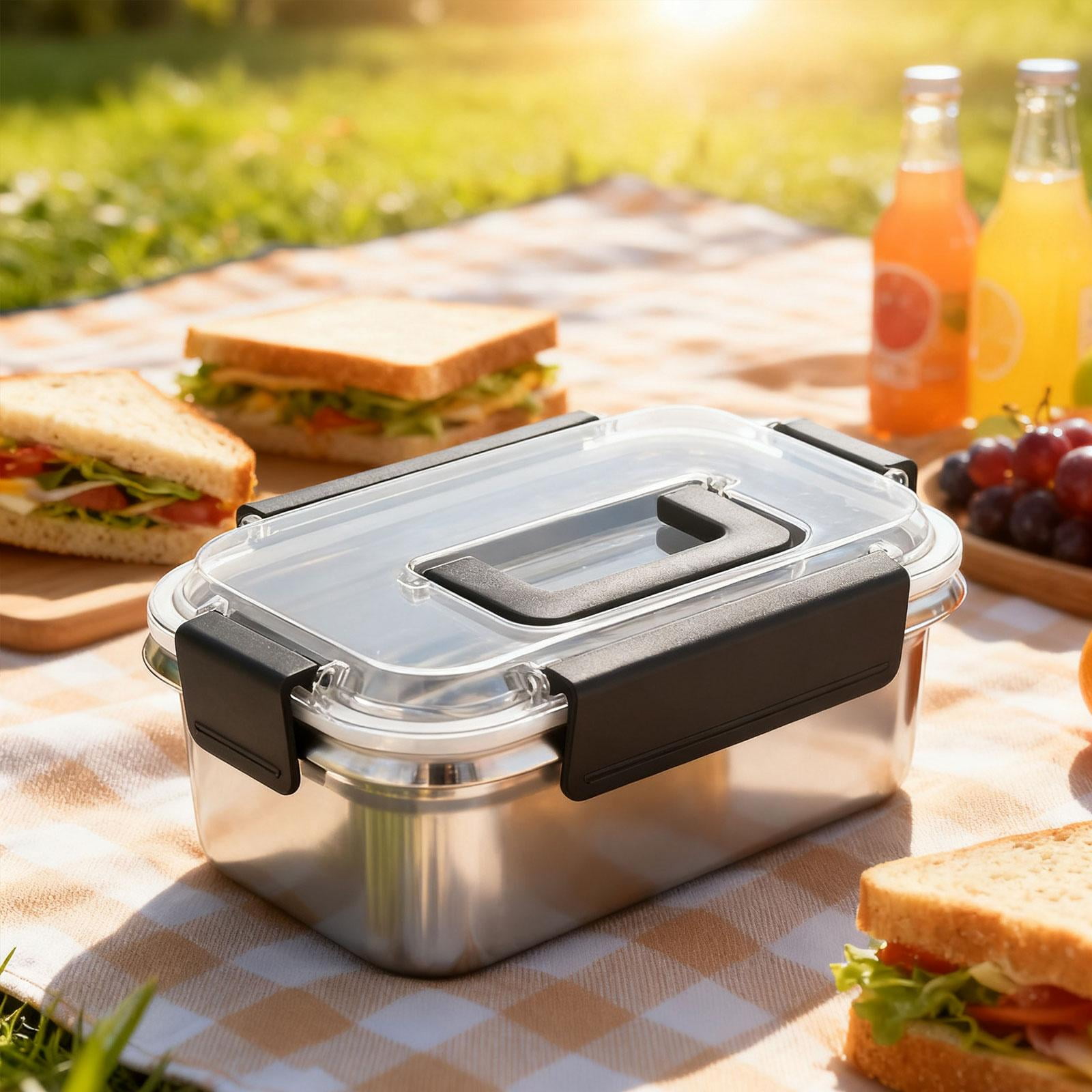 Fiocias Bento Box Stainless Steel Food Storage Container with Airtight Handle and Design 1600ml